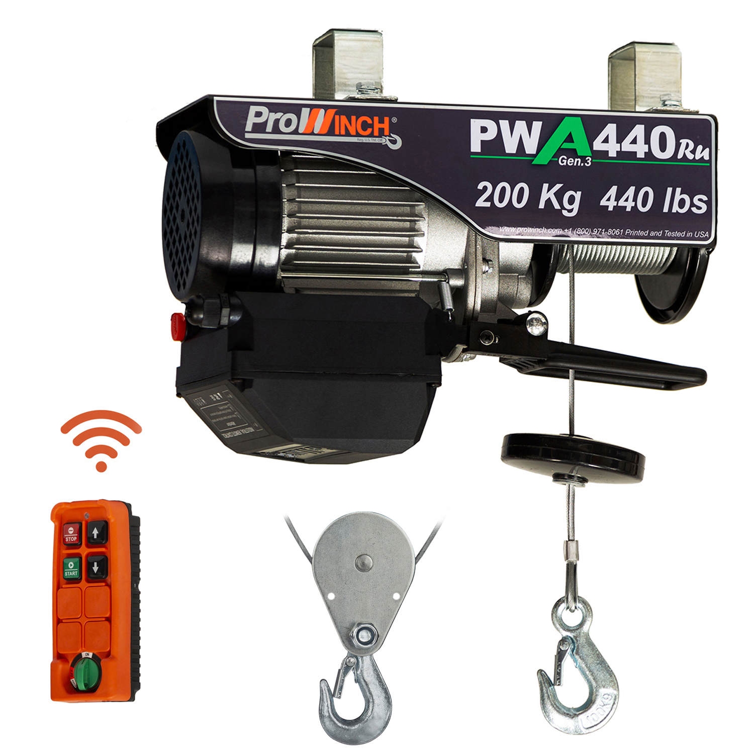Prowinch 440 lb Electric Wire Rope Hoist 38 ft. Wireless 110V