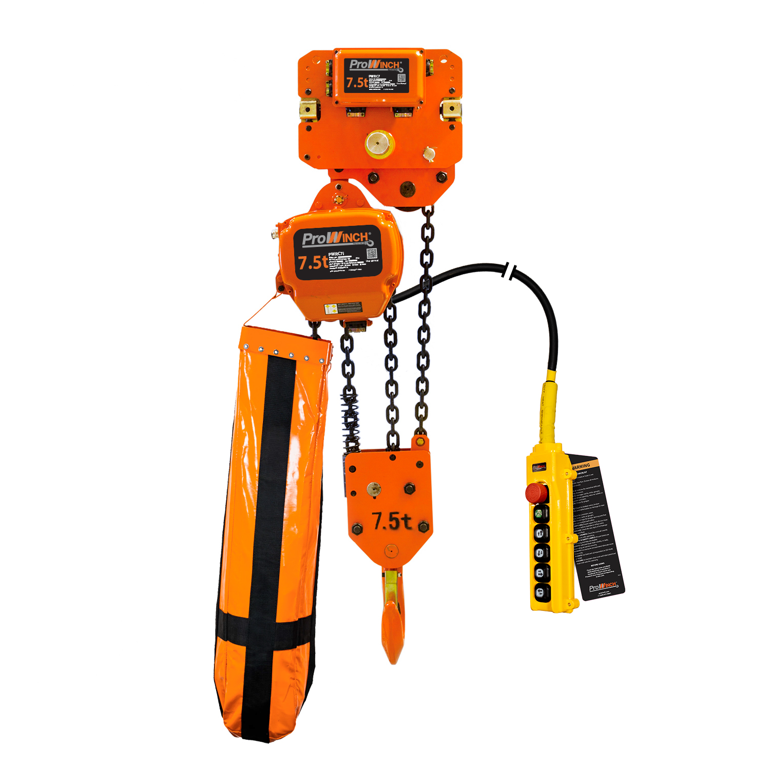 Prowinch 7 Ton Electric Chain Hoist Power Trolley Double Speed Hoist and Trolley 29 ft. G100 Chain M4/H3 230/380/460V