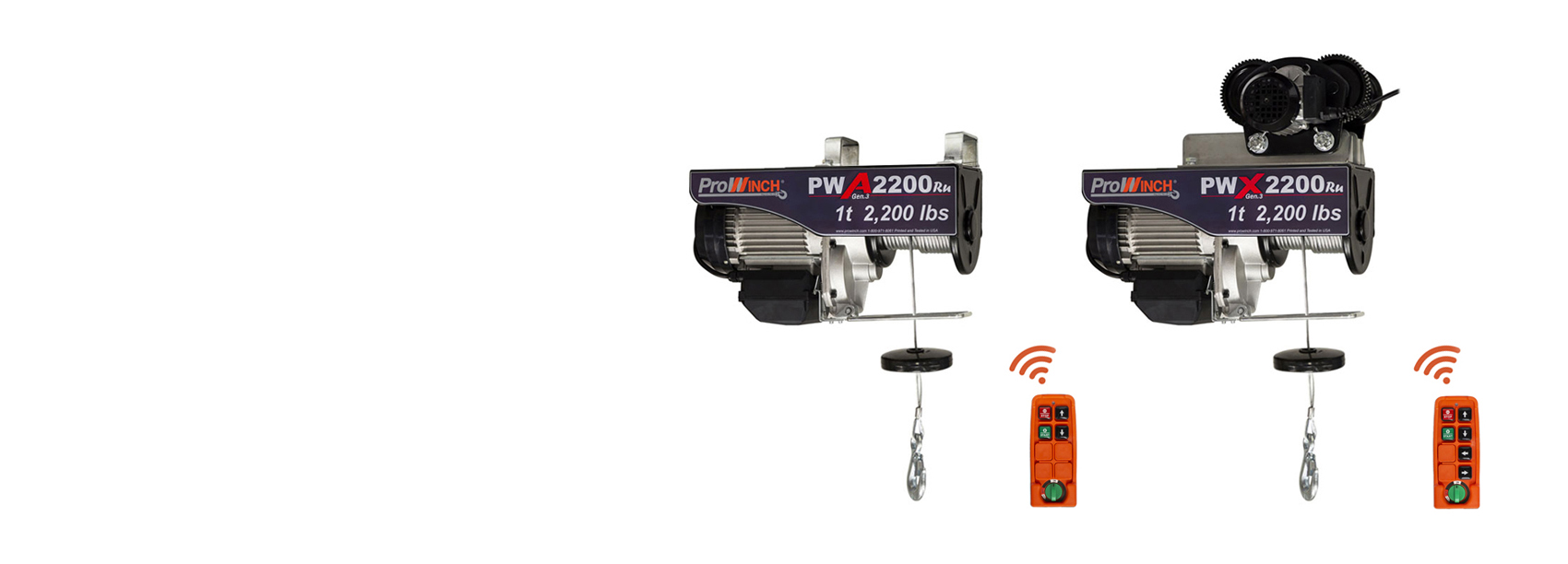 Prowinch 1/2 ton Electric Wire Rope Hoist with Wireless Remote Control System Includes an Extra Transmitter and a 6 feet Sling 